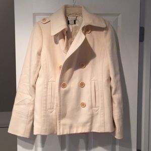 J Crew classic cream pea coat size small